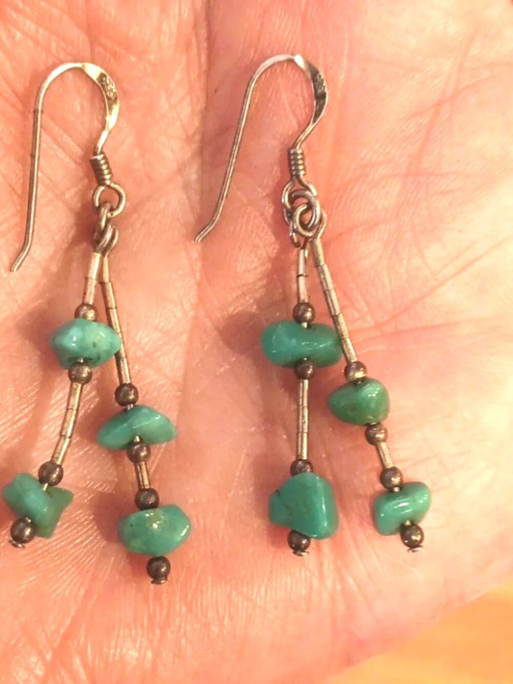 STERLING CHRYSOPRASE GEMSTONE EARRINGS